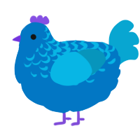 A sapphire and cerulean chicken with a half-lace pattern