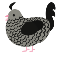 A ash and black chicken with a lace pattern