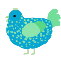 A cerulean and spring chicken with a speckle pattern