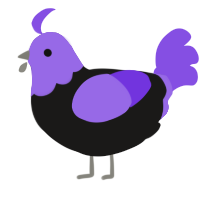 A sable and blurple chicken with a head pattern