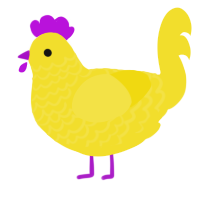A yellow chicken with a lace pattern