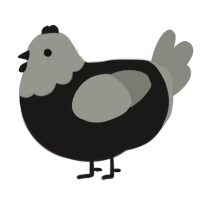 A sable and ash chicken with a head pattern