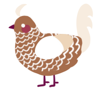 A brown and cream chicken with a lace pattern