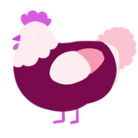 A wine and rose chicken with a head pattern