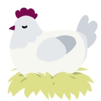 A white and mist chicken with a head pattern
