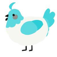 A white and aqua chicken with a head pattern