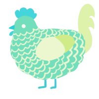 A mint and apple chicken with a lace pattern