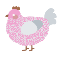 A pink and mist chicken with a double-lace pattern
