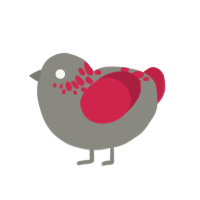 Rina, a ash and crimson chicken with a neck-speckle pattern