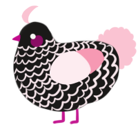 A sable and rose chicken with a lace pattern