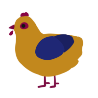 A ochre and navy chicken