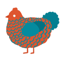 A vermilion and sea chicken with a lace pattern