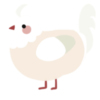 A cream and white chicken with a head pattern