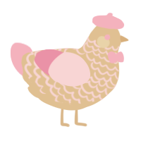 A beige and pink chicken with a lace pattern