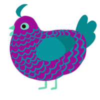 A plum and teal chicken with a lace pattern
