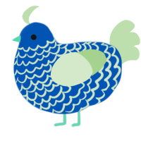 A ultramarine and gluppy chicken with a lace pattern