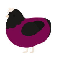 A wine and sable chicken with a head pattern