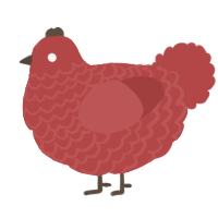 A red chicken with a lace pattern