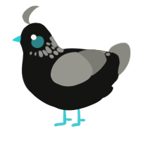 A black and ash chicken with a neck-speckle pattern