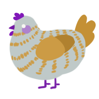 A silver and gold chicken with a bar pattern