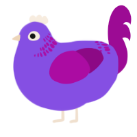 A blurple and plum chicken with a neck-band pattern