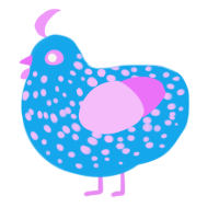 Cotton Candy, a sky and lavender chicken with a speckle pattern