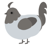 A mist and grey chicken with a head pattern