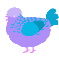 A lilac and cerulean chicken with a half-lace pattern