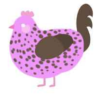 A lavender and bark chicken with a speckle pattern