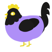 A lilac and sable chicken with a head pattern