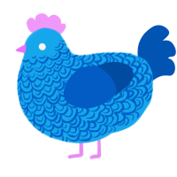 A sky and ultramarine chicken with a double-lace pattern