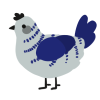 A silver and navy chicken with a half-bar pattern