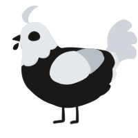 A sable and mist chicken with a head pattern