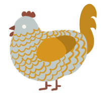 A silver and ochre chicken with a lace pattern