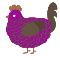 A plum and bark chicken with a lace pattern