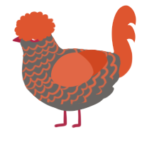 A grey and vermilion chicken with a lace pattern