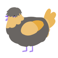 A grey and honey chicken with a head pattern