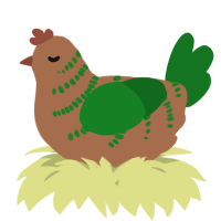 A brown and leaf chicken with a half-bar pattern