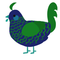 A navy and leaf chicken with a lace pattern