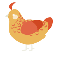 A honey and vermilion chicken with a half-lace pattern
