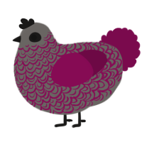 A grey and wine chicken with a double-lace pattern