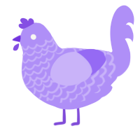 A lilac chicken with a lace pattern
