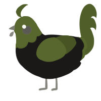 A sable and olive chicken with a head pattern