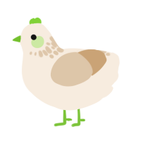 A cream and beige chicken with a neck-speckle pattern
