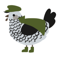 A mist and sable chicken with a lace pattern