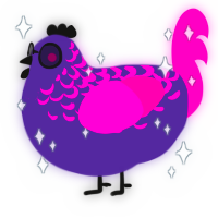 A overcast and fuchsia chicken with a half-lace pattern