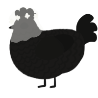 A sable and black chicken with a lace pattern