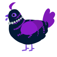 A tumblr and violet chicken with a half-bar pattern