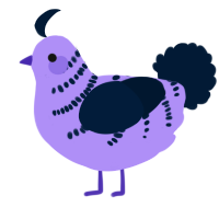 A lilac and tumblr chicken with a half-bar pattern