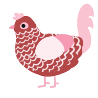 Brandywine Crabapple, a red and rose chicken with a lace pattern